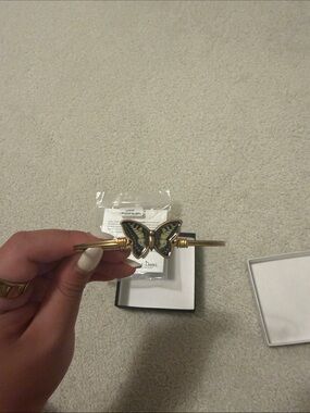 Luca + Danni Gold Bracelet with Black and Cream Butterfly